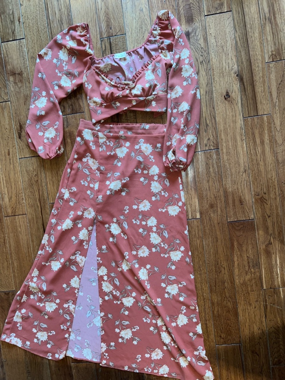 Altar'd State Dusty Rose Floral Two-Piece Set